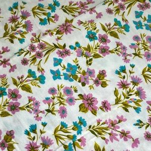 Vintage Blue Purple Soft Floral Fabric 3 Pieces (2) 34” X 35”, (1) 35”X60”